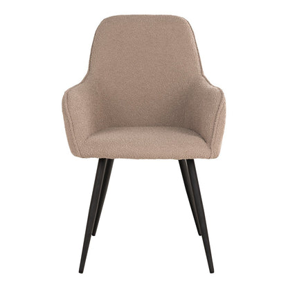 Chaise de salle à manger Harbo - Bouclé beige, pieds noirs - Pack de 2