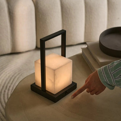 Nola Rechargeable Table Lamp Made of Alabaster l Three Light Modes & Rechargeable