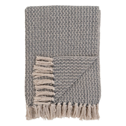 Cort Plaid - 100% Recycled Cotton, Dark Grey/White - 130x160 cm