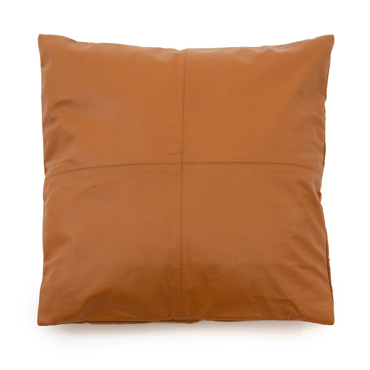 Camel Leather Cushion Cover - Four Panel Design - 60x60