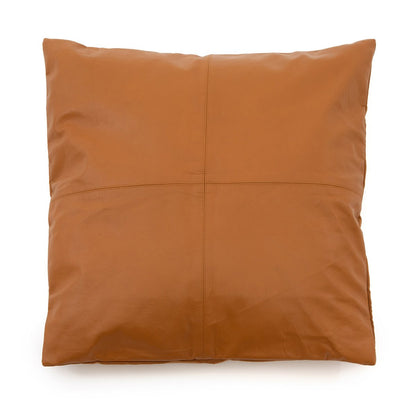 Camel Leather Cushion Cover - Four Panel Design - 60x60