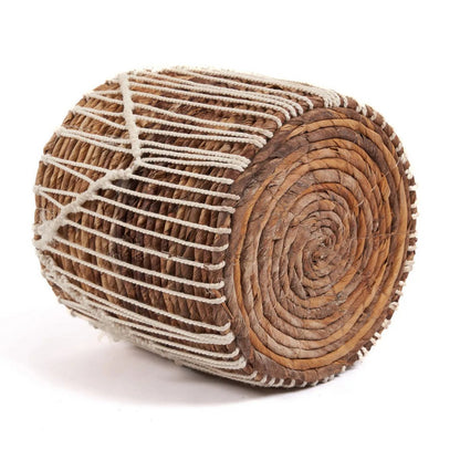Natural Fiber Storage Basket - Large Macrame Woven Basket, Blanco