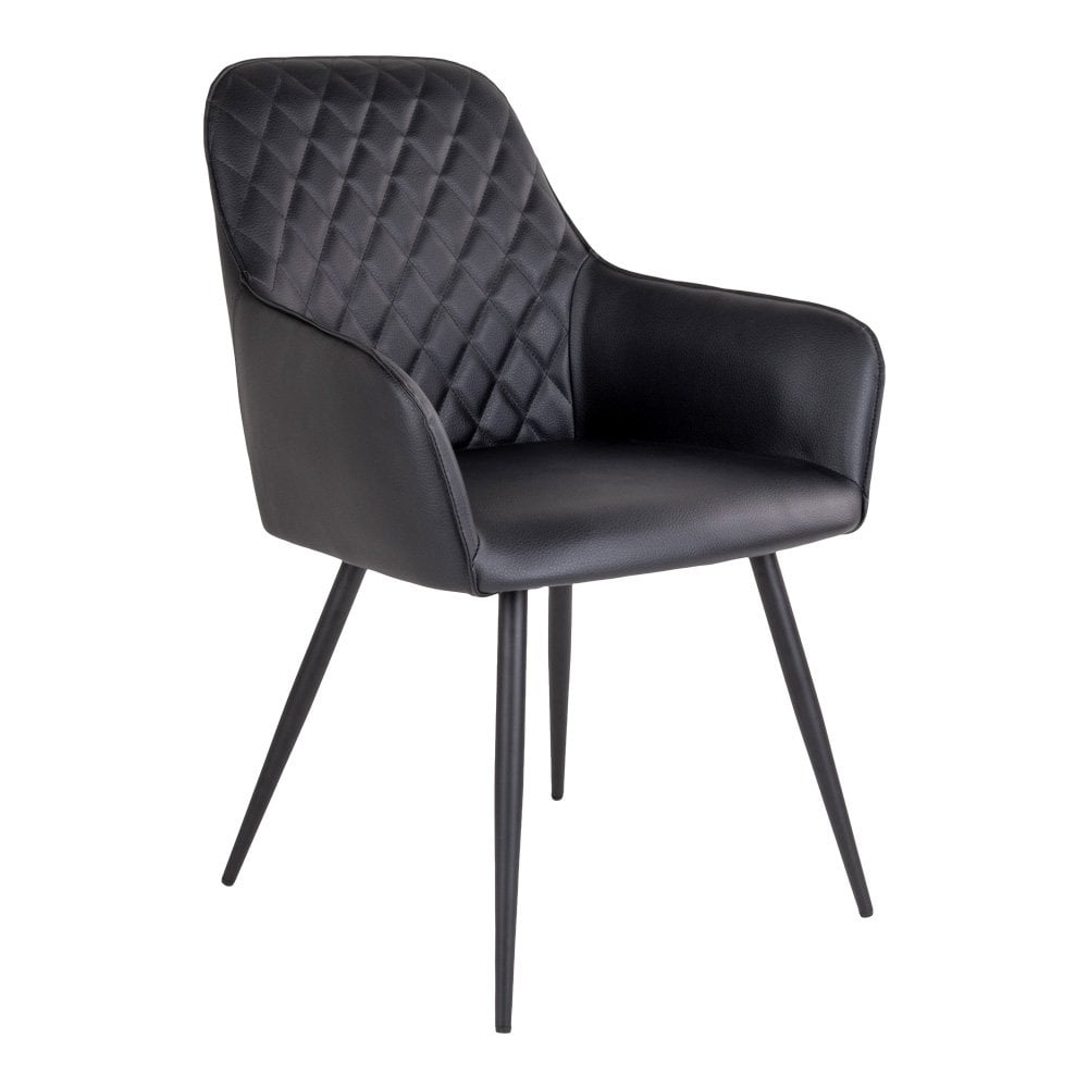 Harbo Dining Chair - PU, Steel, Black - Set of 2