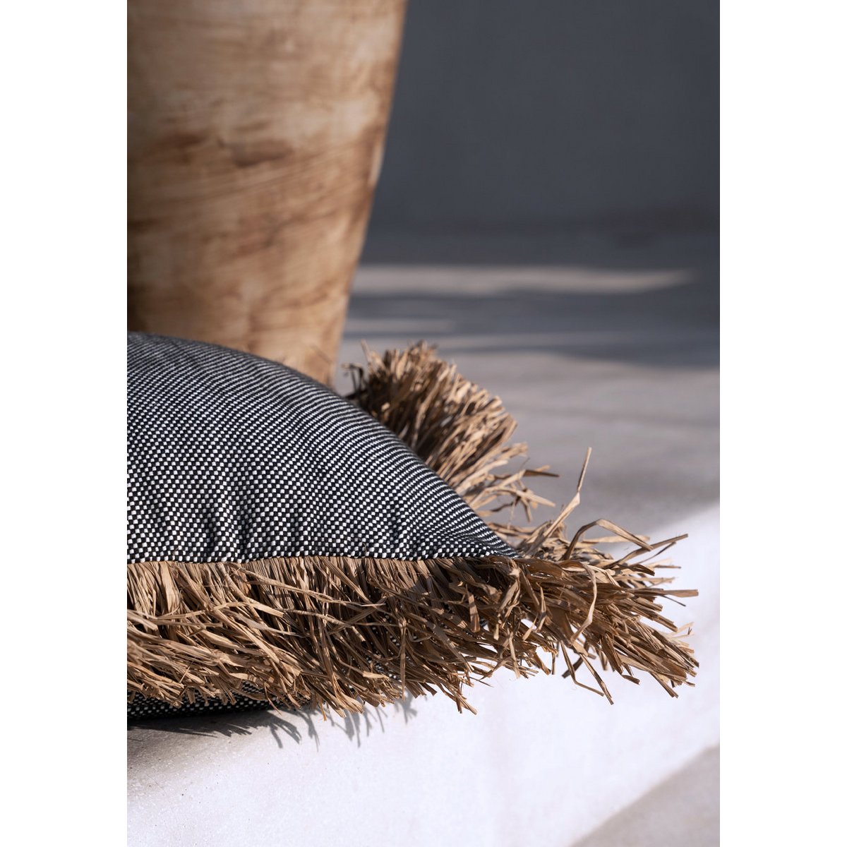 Coussin en coton Bonita - Noir Naturel - 40x40