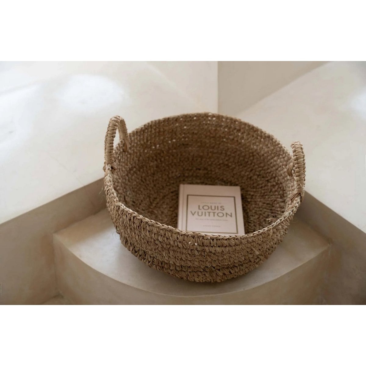 Raffia Basket Tray - Natural Woven Organizer