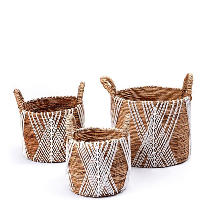 Banana Fibre Storage Basket – Handwoven Laundry & Plant Organizer – Natural