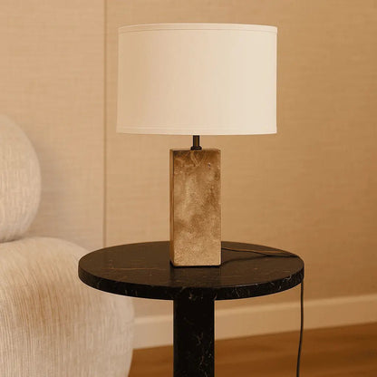 Rosie Travertinlampe | Baumwollschirm & Elegantes Design