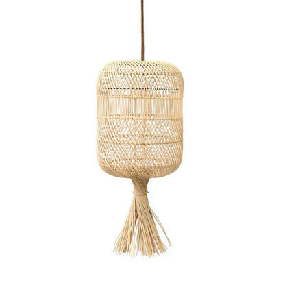 Rattan Floor Lamp Pendant - Natural Woven Dumpling Light - Small