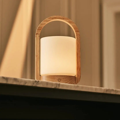 George Light Brown Wooden Rechargeable Lamp | Modern, Versatile & 3 Light Modes