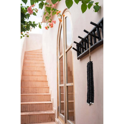 Black Wooden Bead Tassel - Coastal Bohemian Wall Hanging Decor