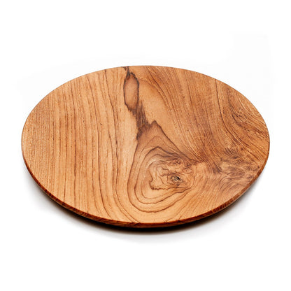 Teak Wood Round Plate - Extra Large Rustic Serving Platter