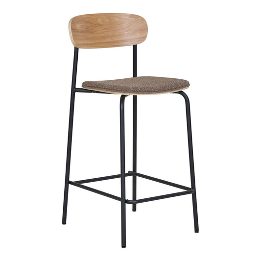 Estepona Counter Chair - Nature/Brown/Black, Steel, Polyester, Plywood, 49x42.5x95cm - set of 2