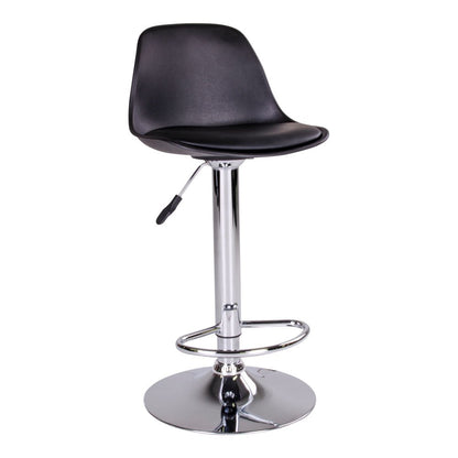 PU Leather Bar Stools - Black Trondheim Set of 2, Adjustable Height