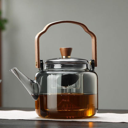 Grijzen Teapot | Wood & Glass, Tea Infuser - JUGLANA