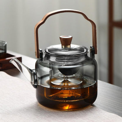 Grijzen Teapot | Wood & Glass, Tea Infuser - JUGLANA