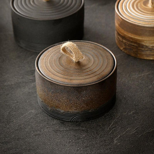 Handmade Storage Jar | Hemp Rope | Japanese Pottery - JUGLANA