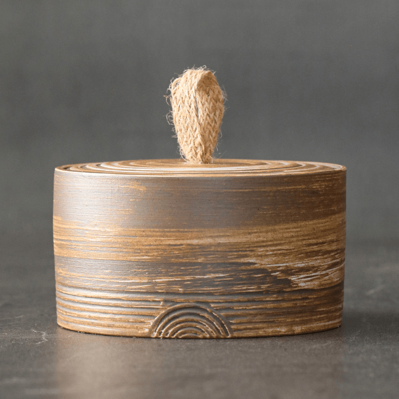 Handmade Storage Jar | Hemp Rope | Container for Tea, Herbs, Food | Japanese Pottery - JUGLANA