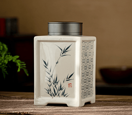 Handpainted Tea Jar | Metal Lid | Moisture-proof sealing | Chinese Pottery - JUGLANA