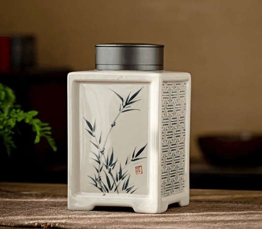 Handpainted Tea Jar | Metal Lid | Chinese Pottery - JUGLANA
