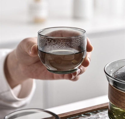 Heat Resistant Tea Cup | Black Walnut Lid | Toned Glass - JUGLANA