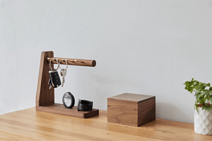 Key Holder with Brass Hooks | Handmade with Black Walnut Wood - JUGLANA