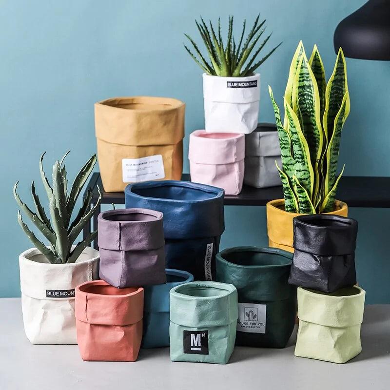 Kraft Paper Flower Pot | Ceramic - JUGLANA