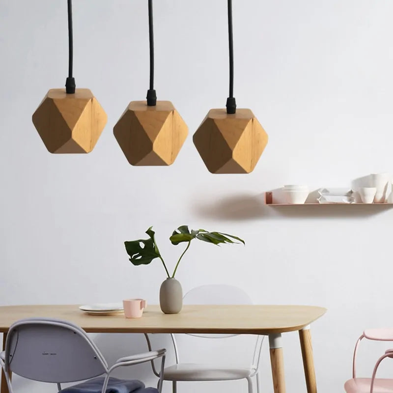 Simple Geometric Pendant Light | Full Wood