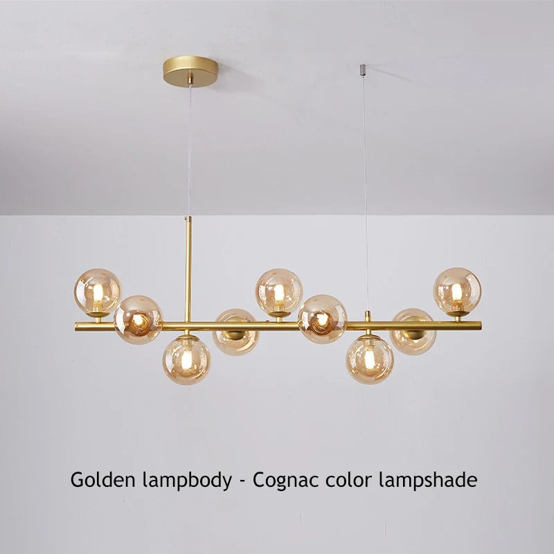 Horizontal Spheres Chandelier | Metal & Glass