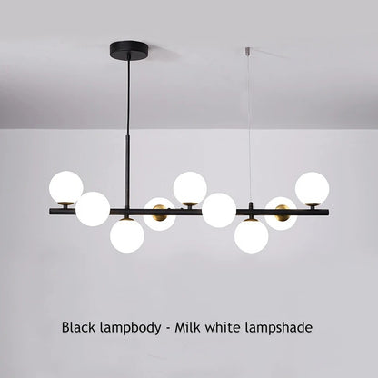 Horizontal Spheres Chandelier | Metal & Glass