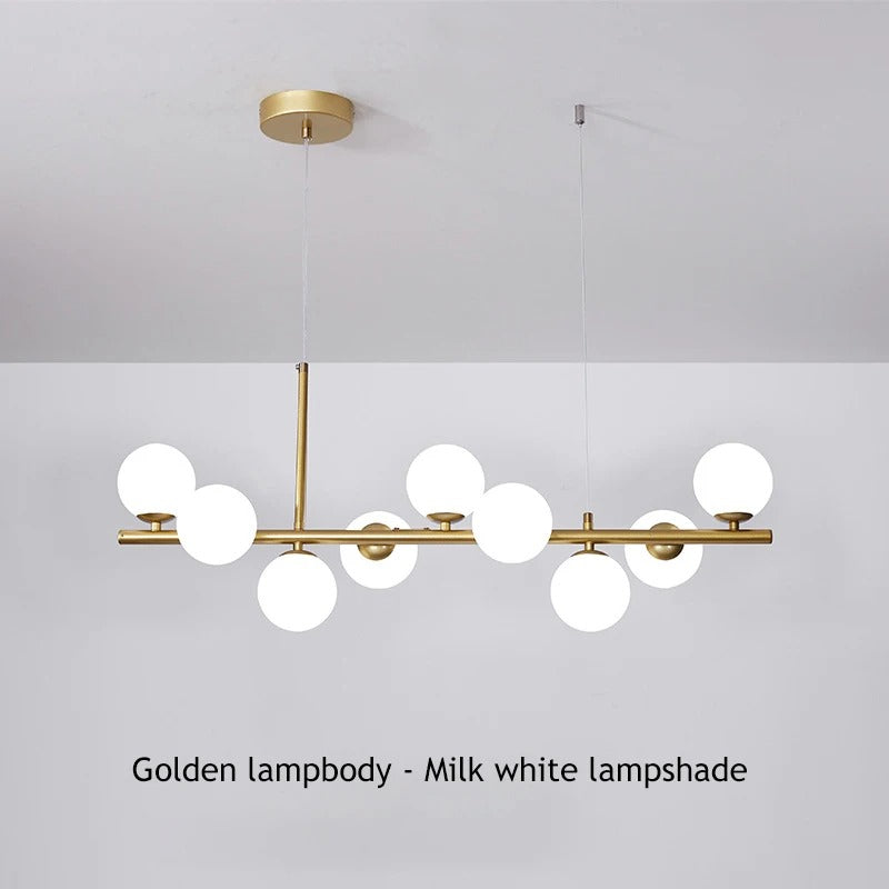 Horizontal Spheres Chandelier | Metal & Glass