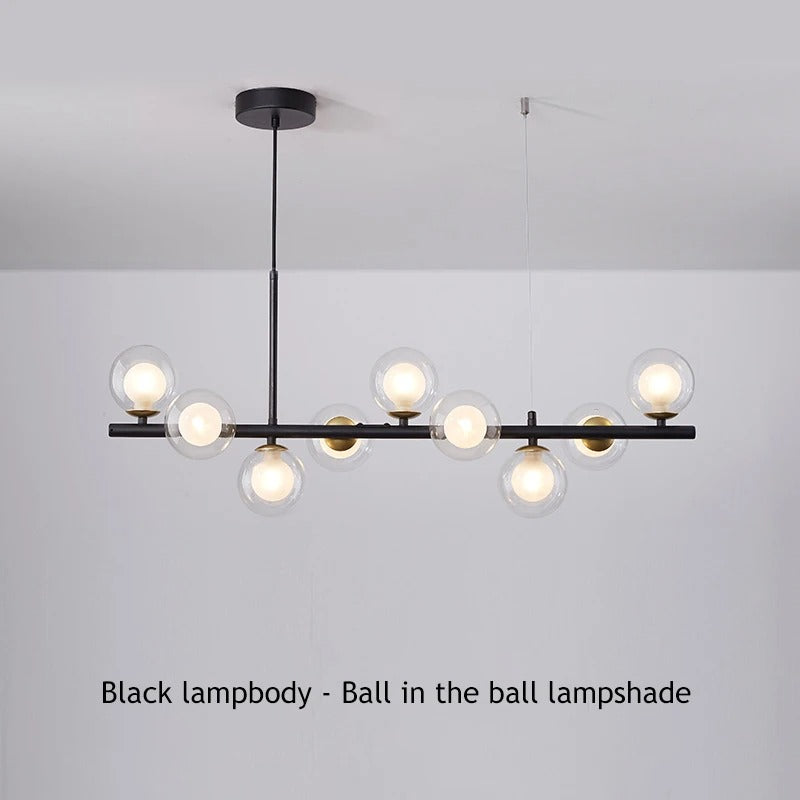 Horizontal Spheres Chandelier | Metal & Glass