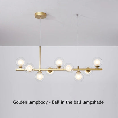 Horizontal Spheres Chandelier | Metal & Glass