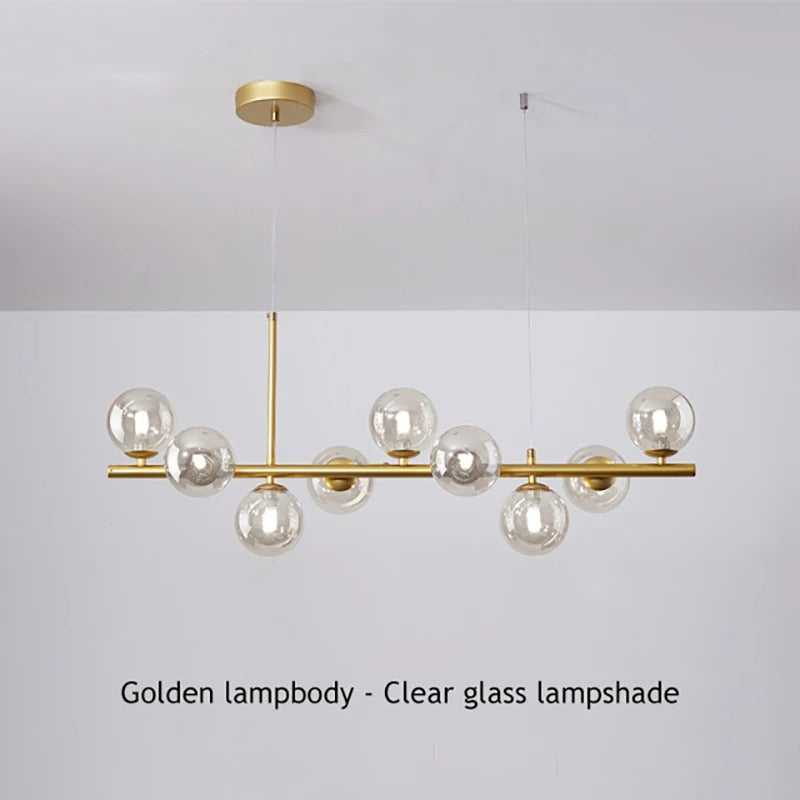 Horizontal Spheres Chandelier | Metal & Glass