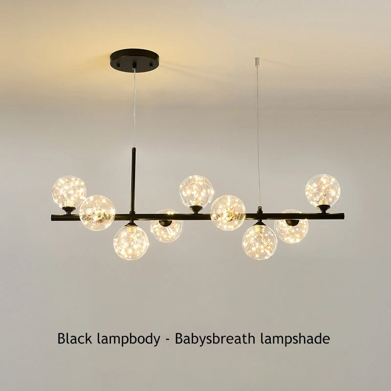 Horizontal Spheres Chandelier | Metal & Glass