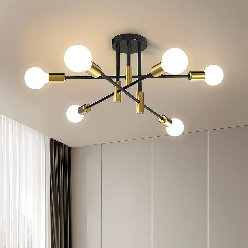 Horizontal Staffs Ceiling Light | Metal & Glass