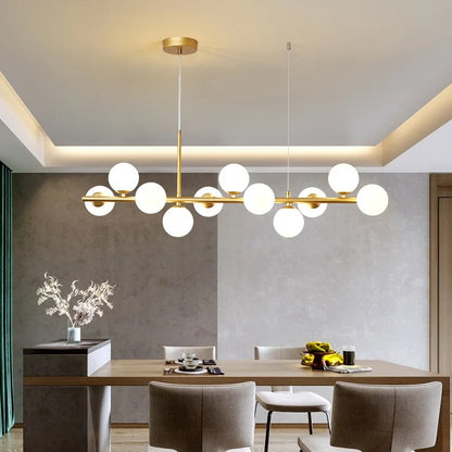 Horizontal Spheres Chandelier | Metal & Glass