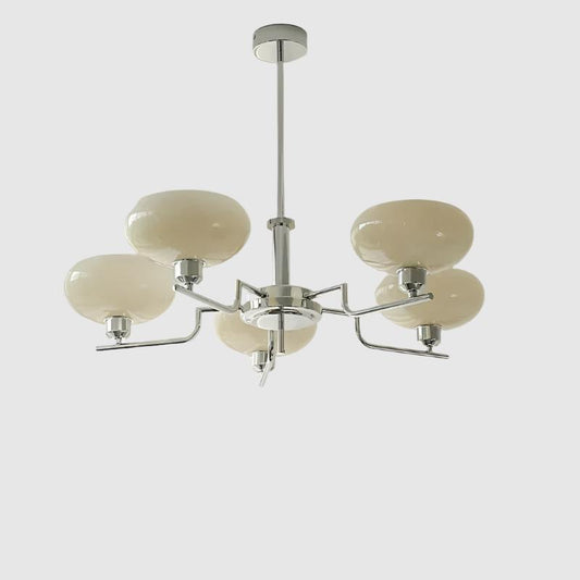 Lampadario vintage francese | Metallo e vetro