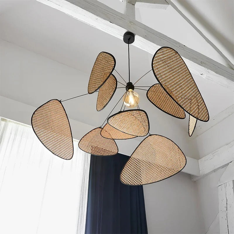 French 'Les éclats' Pendant Lamp | Metal & Rattan