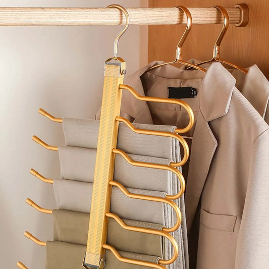 Modern 6-Layers Clothes Hanger | Metal & Wood