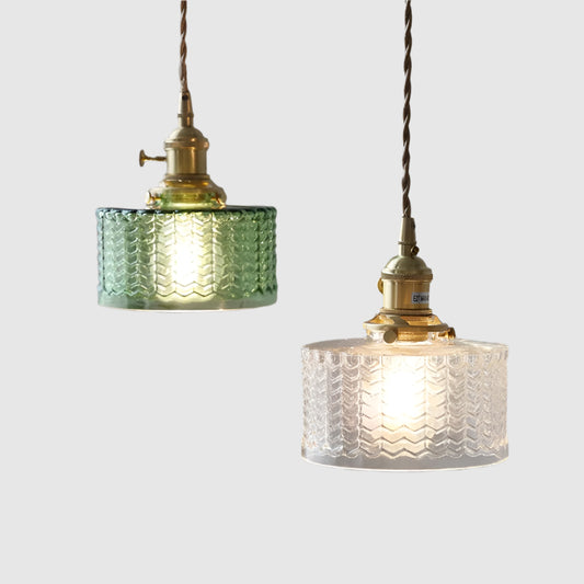 Vintage Herringbone Lamp | Glass & Metal