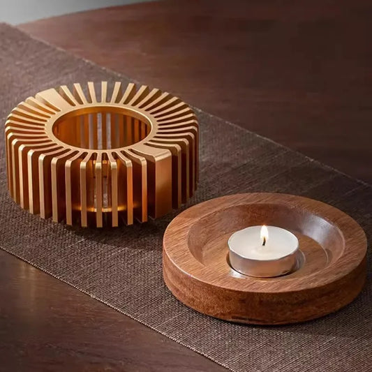 Modern Candle Holder | Metal & Wood