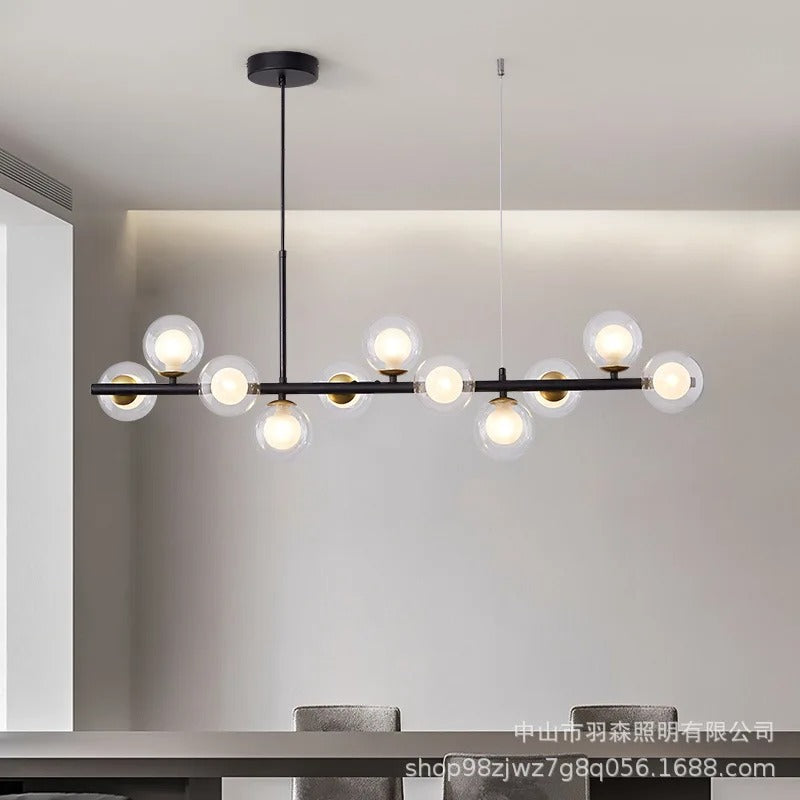 Horizontal Spheres Chandelier | Metal & Glass