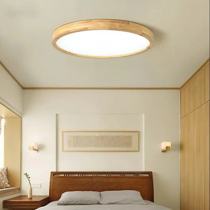 Thin Minimalistic Ceiling Light | Natural Wood