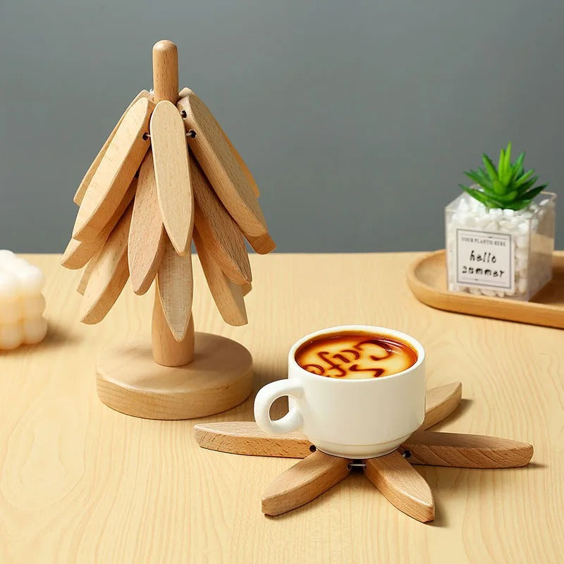 Tree Design Wood Coasters | Natural Wood