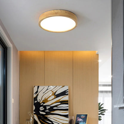 Thin Minimalistic Ceiling Light | Natural Wood