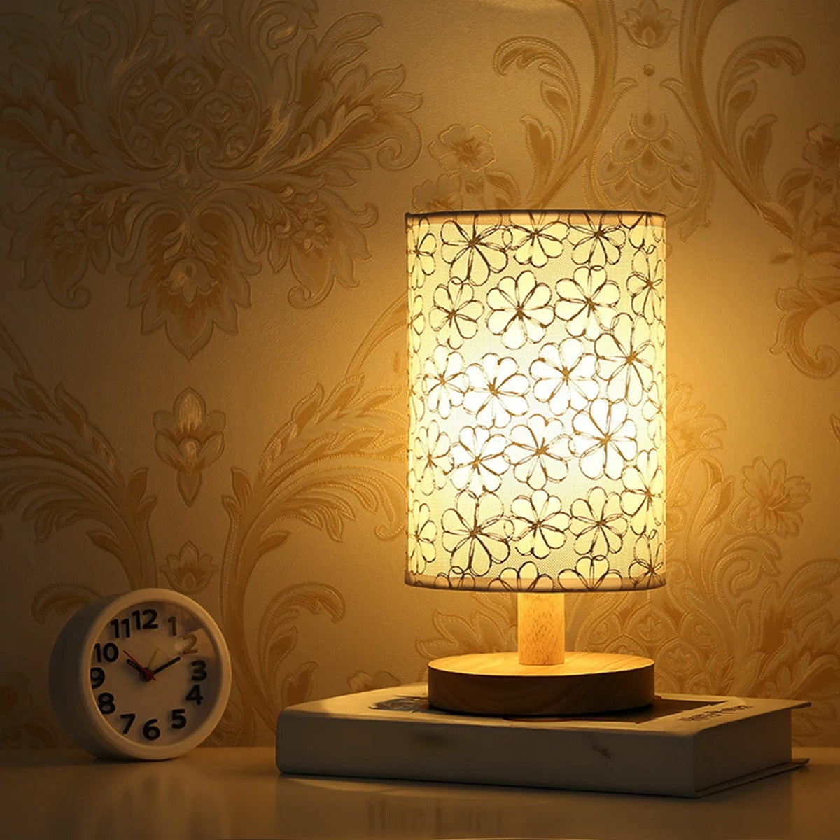 Nordic Printed Table Lamp | Wood & Linen