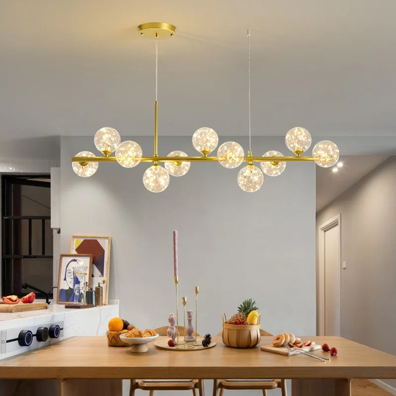 Horizontal Spheres Chandelier | Metal & Glass