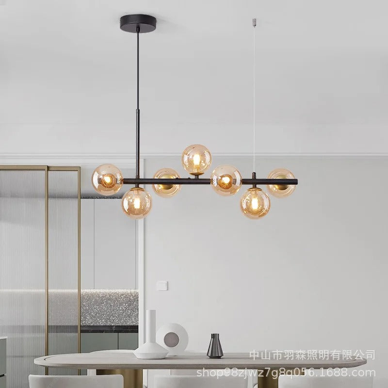 Horizontal Spheres Chandelier | Metal & Glass