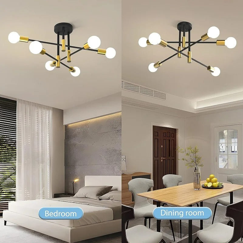 Horizontal Staffs Ceiling Light | Metal & Glass