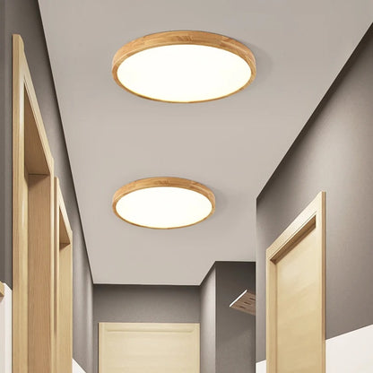 Thin Minimalistic Ceiling Light | Natural Wood